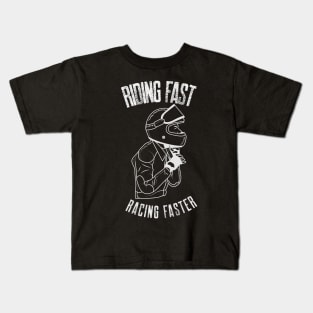 Riding Fast Racing Faster Motorcycle Racing Motorbike Rider Kids T-Shirt